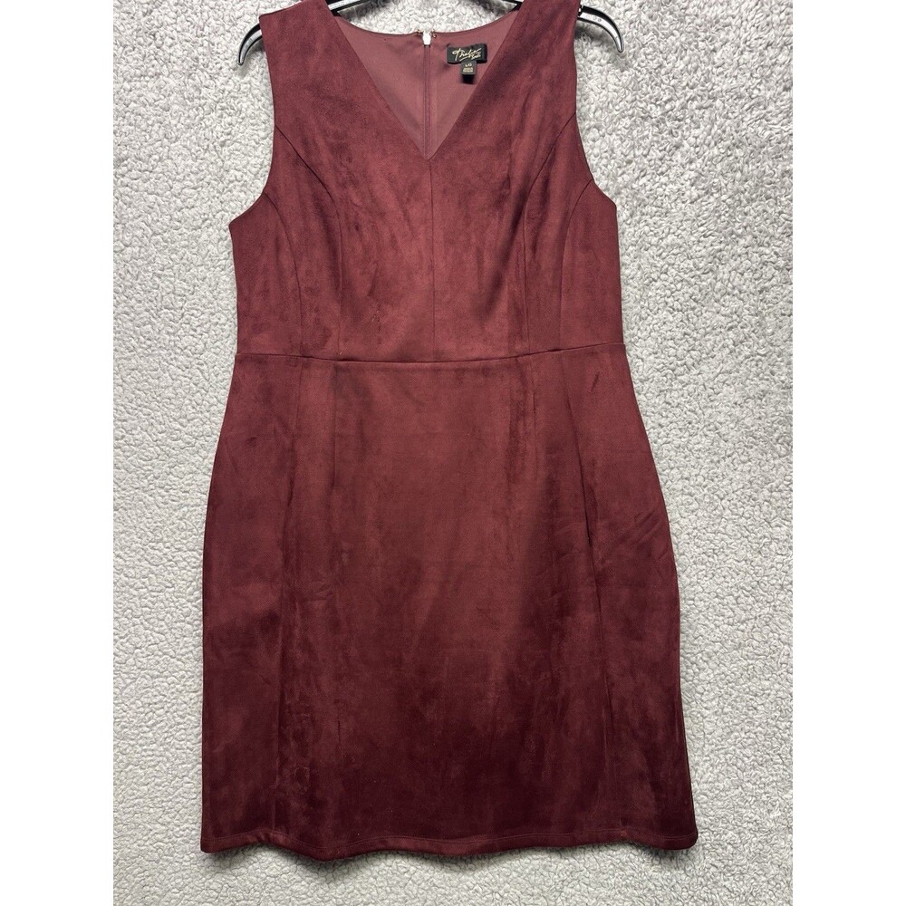Thalia Sodi Burgundy Faux Suede Dress Sleeveless V Neck Size Large
